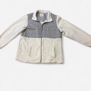 Gray and White Fleece Jacket